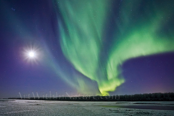 The Moon with Aurora Borealis